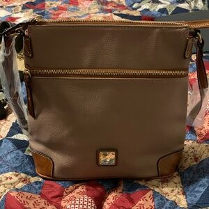 Taupe Leather Crossbody Bag